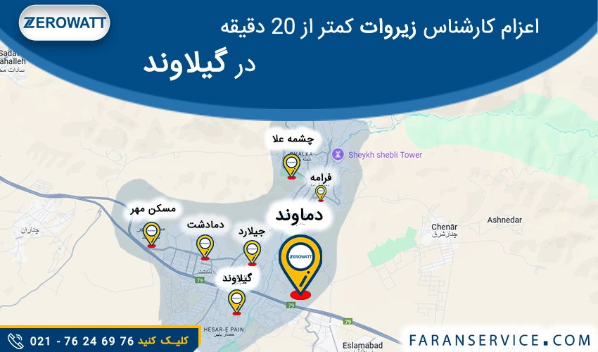 شماره تلفن نمایندگی زیروات در گیلاوند