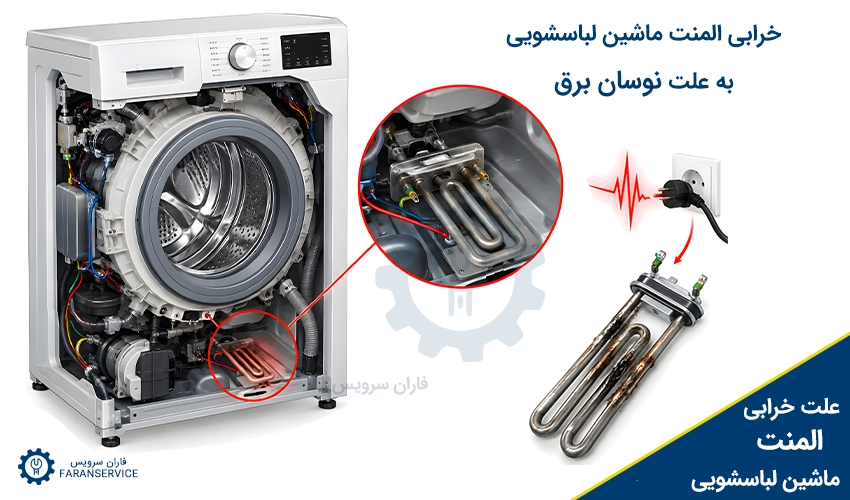 خرابی المنت ماشین لباسشویی به علت نوسان برق