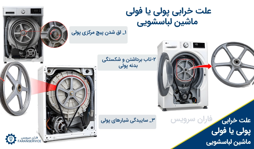 علت خرابی پولی یا فولی ماشین لباسشویی