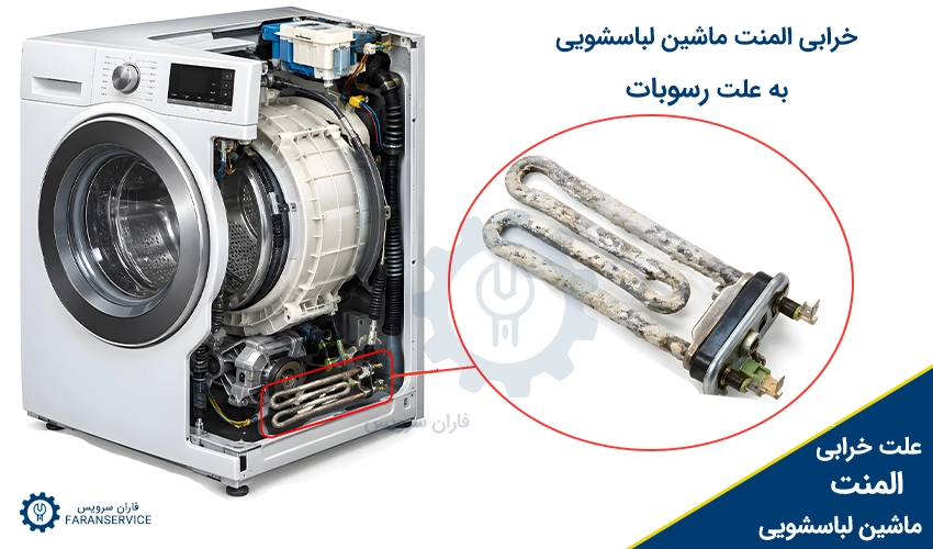 خرابی المنت ماشین لباسشویی به علت رسوبات