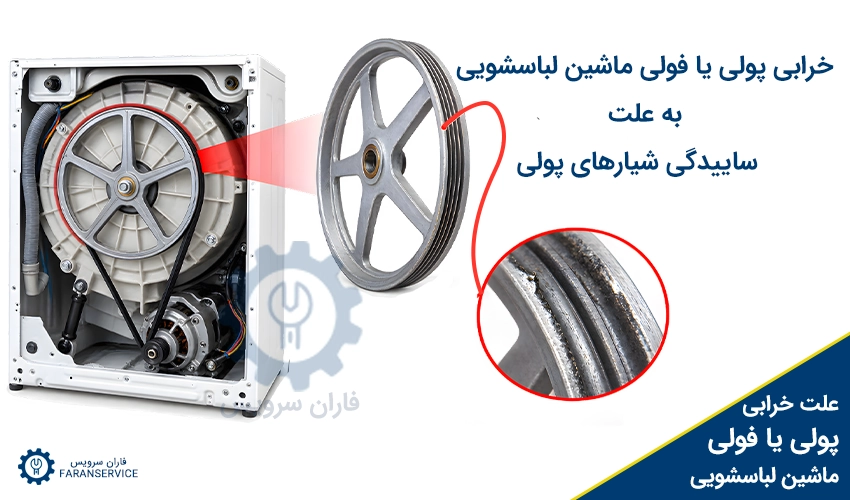 خرابی ماشین لباسشویی به علت ساییدگی شیارهای پولی
